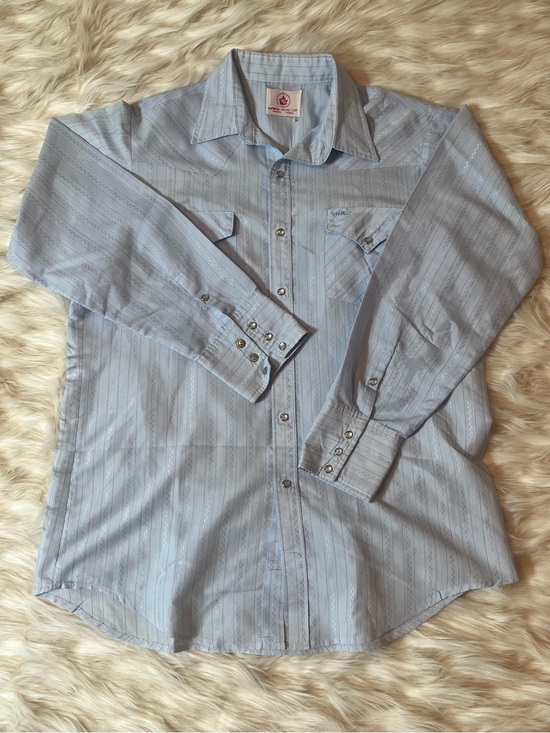 Mwg Other - Vintage MWG Pearl Snap Shirt Men's M Blue Striped